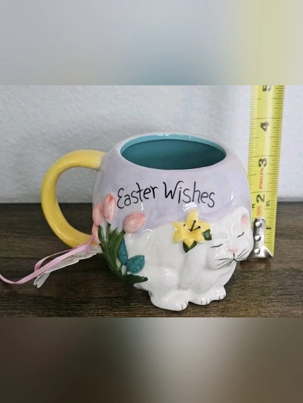 Blue Sky Clayworks Easter Wishes Bunny Rabbit Mug Set of 3 NWT Spring Decor.